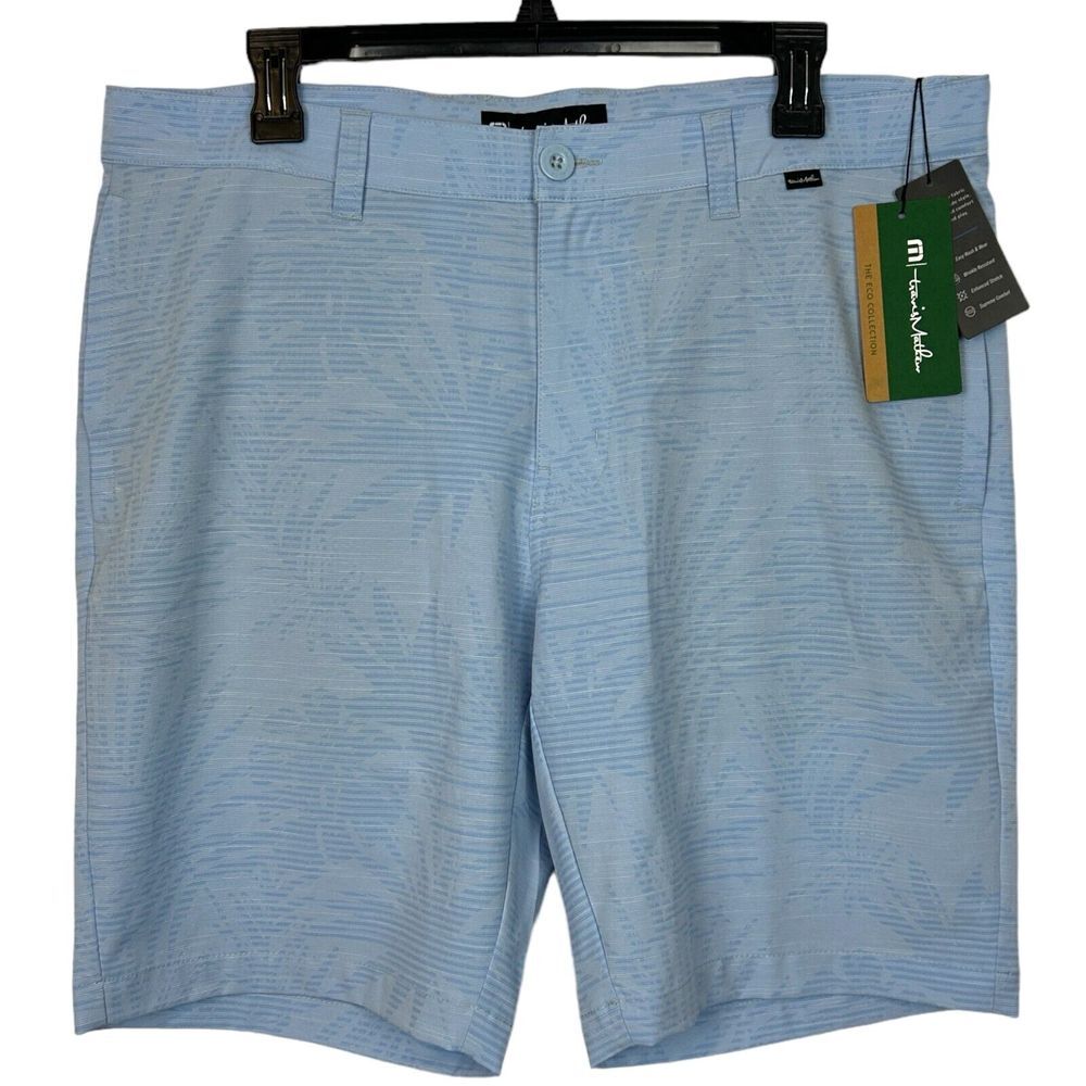Travis Mathew Mens 42 Wicking Performance Shorts "Street Art" Palm Trees Striped